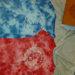 Two tie dye aeropostal shirts tight fitting